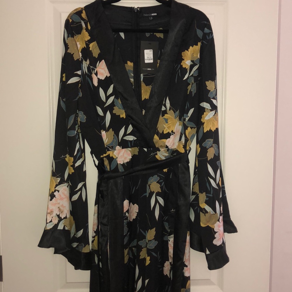 Floral Deep-V Silky Jumpsuit